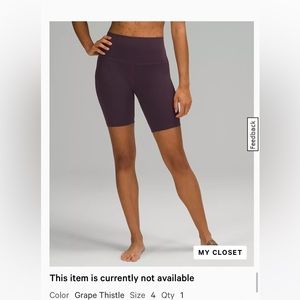 Lululemon align short grape thistle size 4